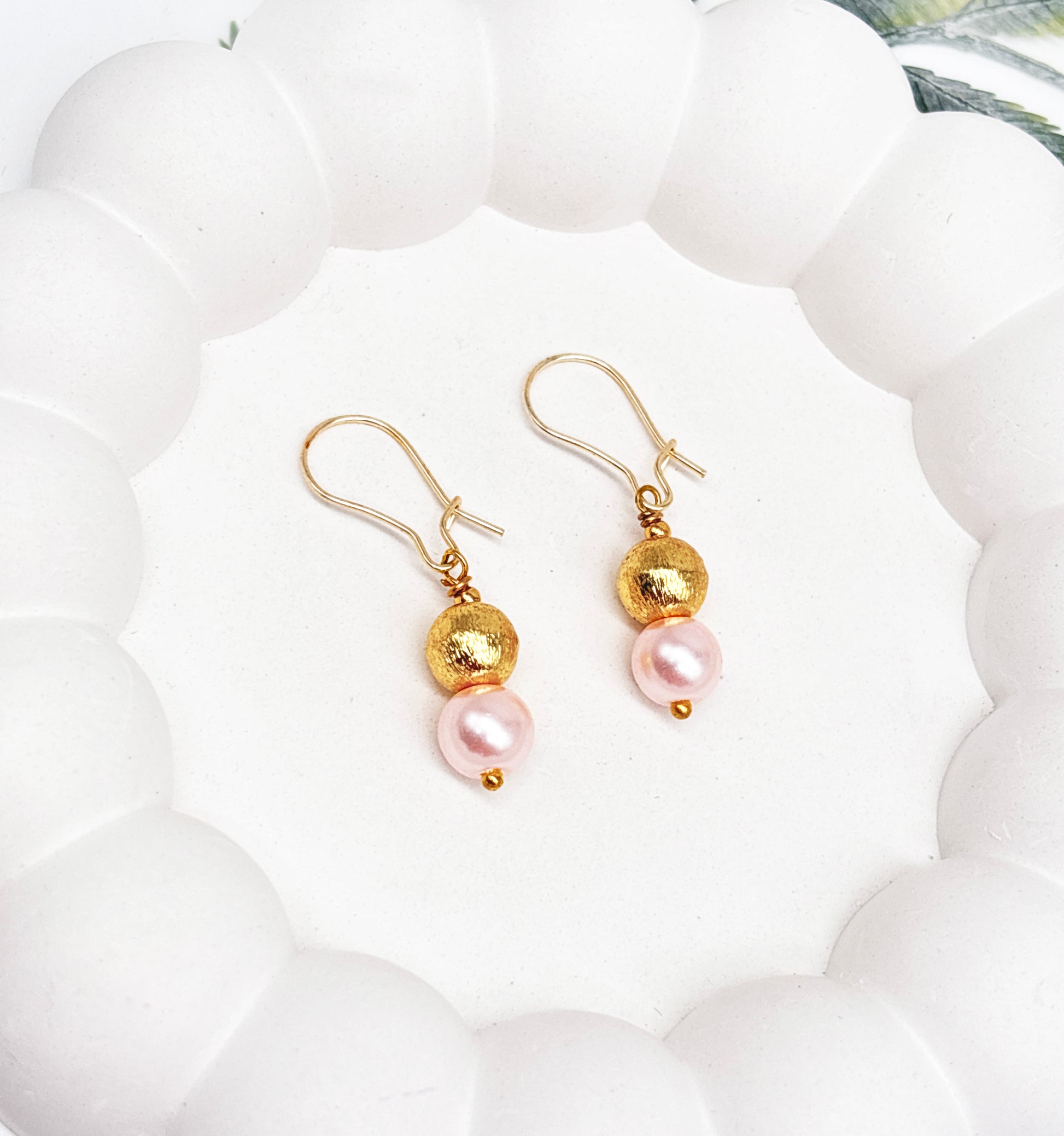 Aria Brass Bead Drop Earrings