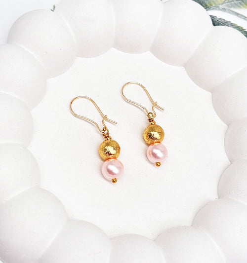 Aria Brass Bead Drop Earrings