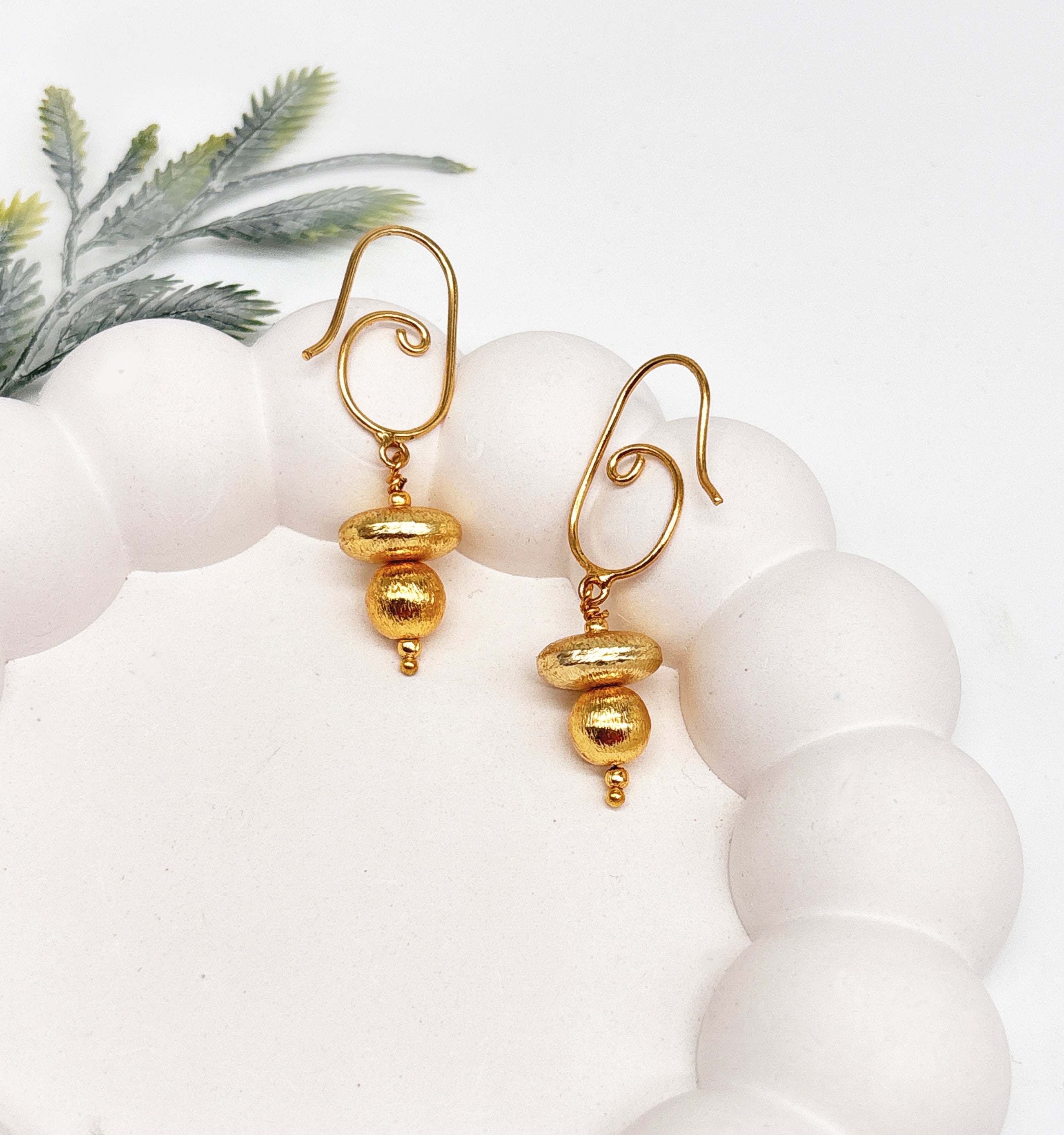 Image of Mira Gold Swirl Brass Earrings