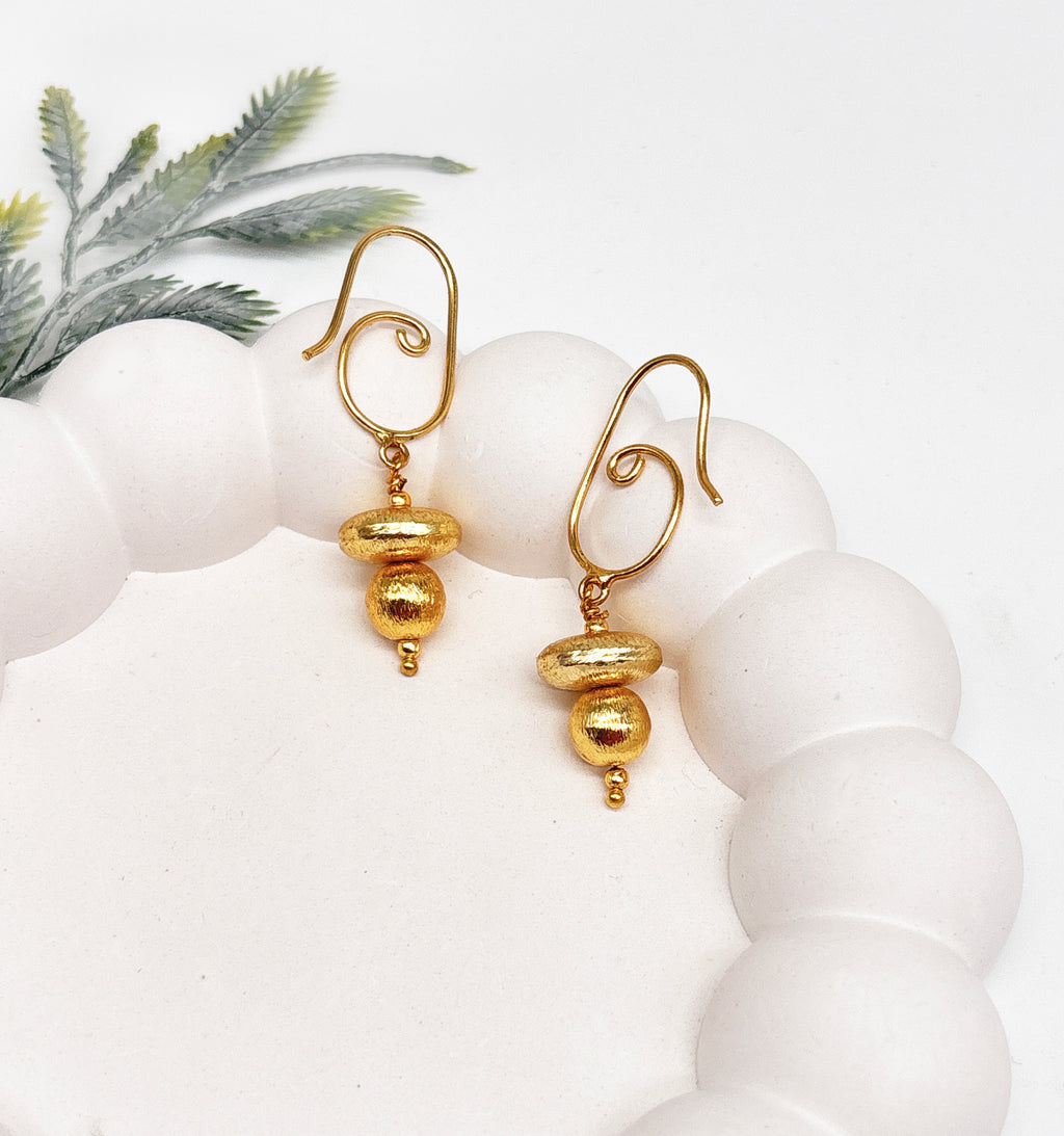 Mira Gold Swirl Brass Earrings