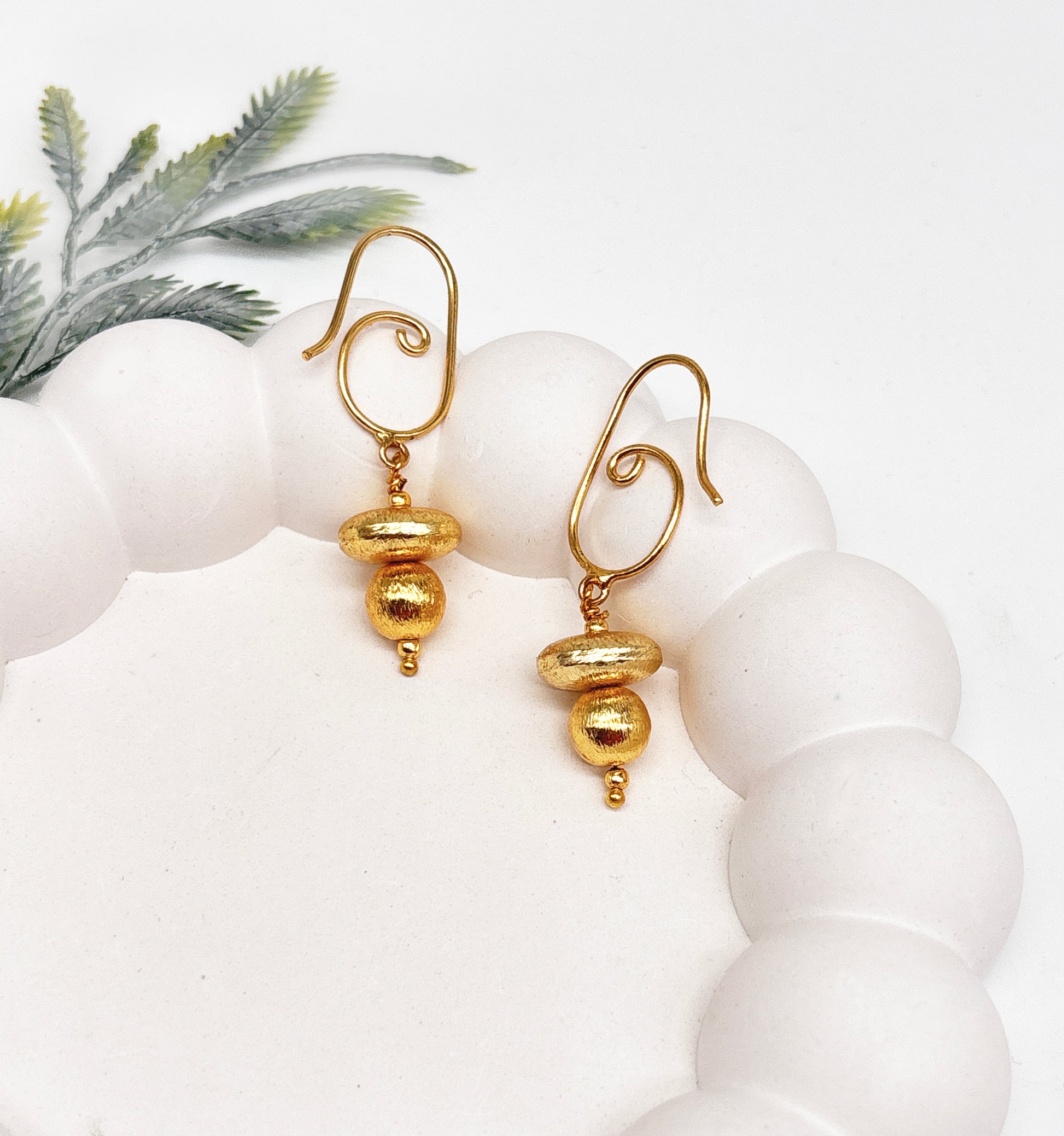 Mira Gold Swirl Brass Earrings