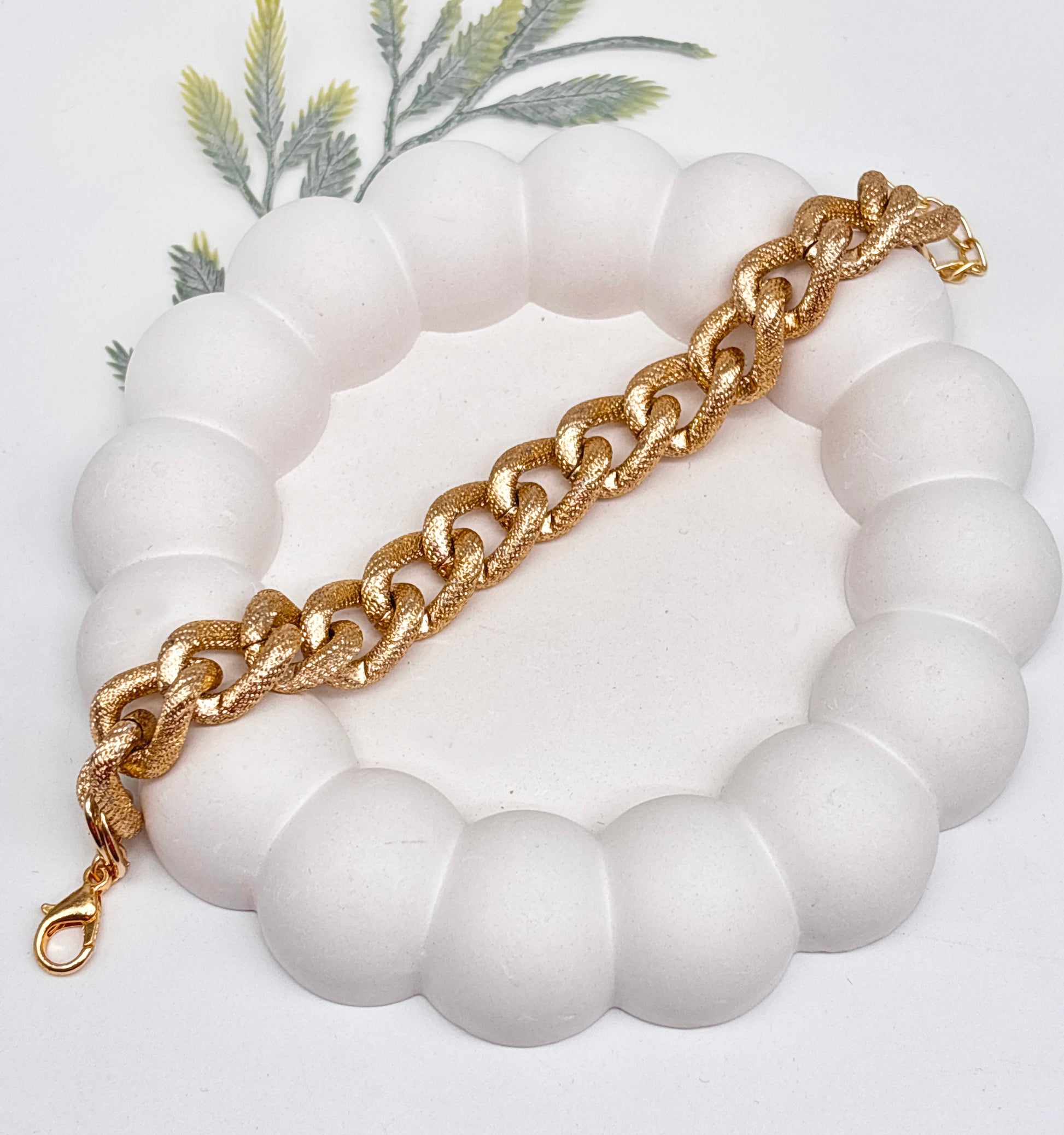 Selena Sculptural Linked Chain Bracelet - Gold Tone Statement Piece